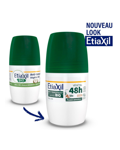 Etiaxil Bio Antiperspirant Vegetal Protection 48h Roll-On Сoconut, антиперспірант органічний кульковий з ароматом кокосу, 50 мл
