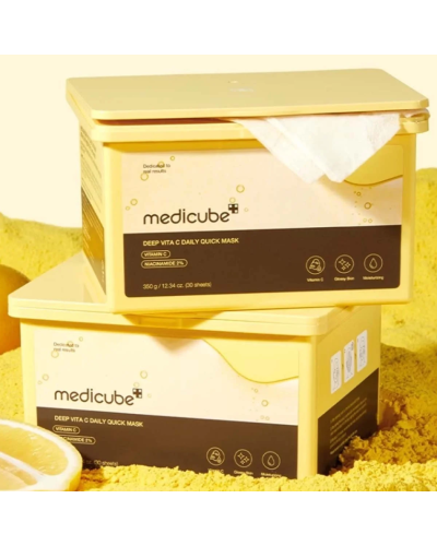Корейские тканевые маски Medicube Deep Vita C Daily Quick Mask для сияния и выравнивания тона 30 шт