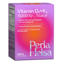 Perla Helsa Vitamin D3 + K2 Match 5000 IU Вітамін D3 з K2 для імунітету, кісток і серця — 60 капсул 