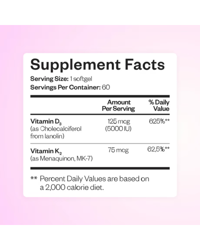 Витамин D3 из K2 для иммунитета, костей и сердца Perla Helsa Vitamin D3 + K2 Match 5000 IU