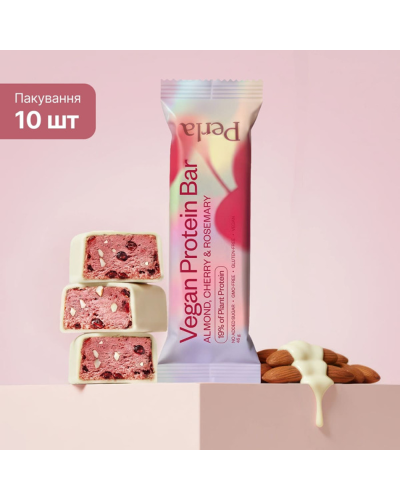 Функціональний протеїновий батончик Perla Helsa Vegan Protein Bar мигдаль вишня розмарин 10 шт