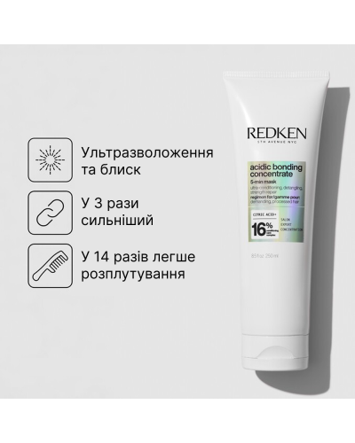 Відновлювальна маска  5-хвилинної дії для пошкодженого волосся Redken Acidic Bonding Concentrate 5-Min Mask 250 мл 