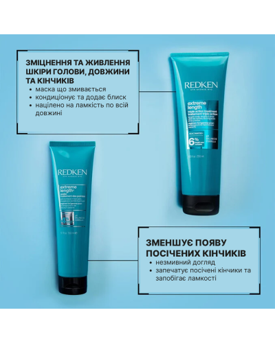 Незмивний догляд з біотином для зміцнення довгого волосся Redken Extreme Length Leave-in Treatment 150 мл