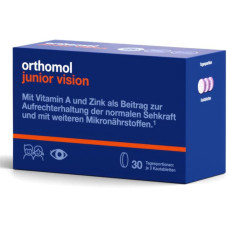 Orthomol Junior Vision жувальні таблетки для зміцнення зору дитини, Чорниця - Персик 30 днів