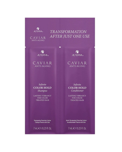 Alterna Caviar Anti-Aging Infinite Color Hold Duo Packettess Shampoo + Conditioner, набір для збереження кольору фарбованого волосся, 2x7 мл
