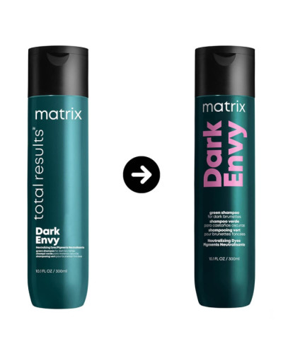 Matrix Dark Envy Green Shampoo, шампунь для нейтрализации нежелательных красных полутонов волос оттенков брюнет, 300мл