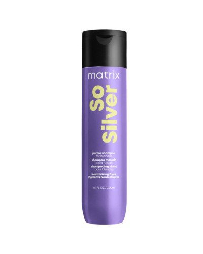 Matrix So Silver Purple Shampoo, шампунь для нейтрализации нежелательных желтых полутонов волос оттенков блонд, 300 мл
