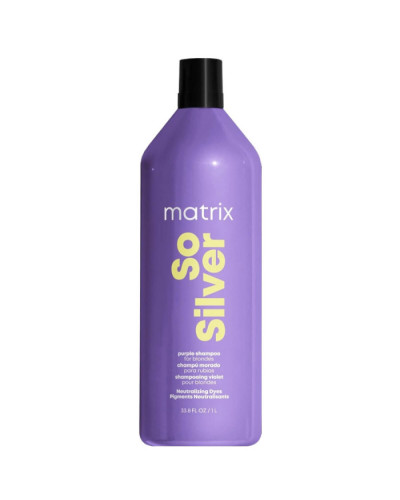 Matrix So Silver Purple Shampoo, шампунь для нейтрализации нежелательных желтых полутонов волос оттенков блонд, 1000 мл