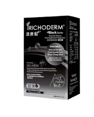 Trichoderm Anti-Grey Hair Reverse Oral Drug-Free Supplement, витаминный комплекс против седины, 60 капсул