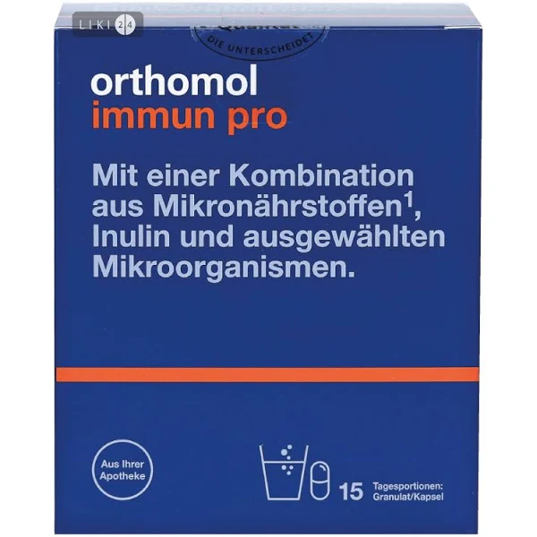 Orthomol Immun pro Вітаміни та мінерали, відновлення порушень кишкової мікрофлори й імунітету, гран 15 днів