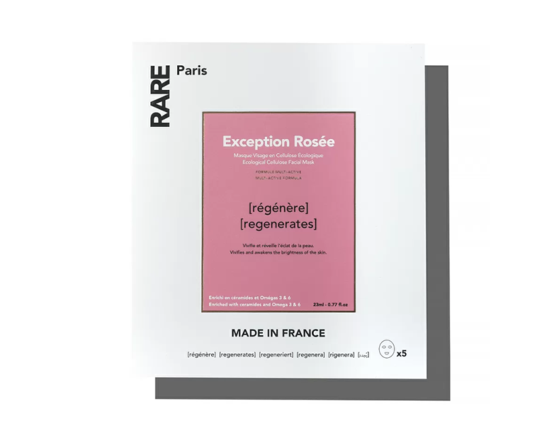 RARE Paris Набір з п'яти відновлюючих масок для обличчя Exception Rosée з церамідами, Омега 3 та 6 (5х23 ml)