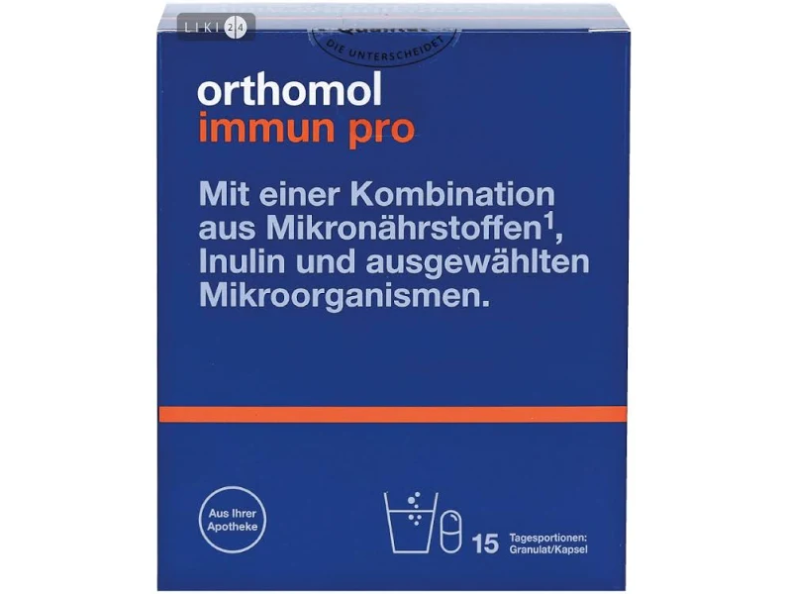 Orthomol Immun pro Вітаміни та мінерали, відновлення порушень кишкової мікрофлори й імунітету, гран 15 днів