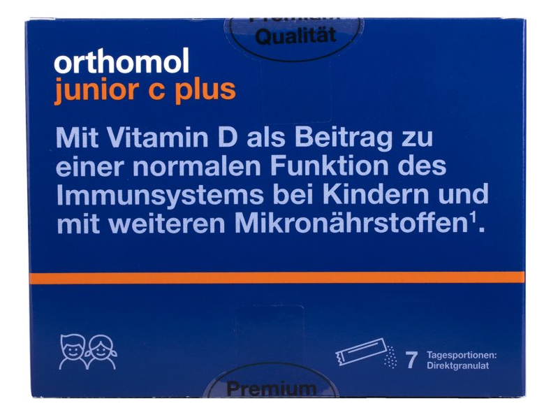 Orthomol Immun Junior directgranulat Вітаміни та мінерали Малина —Лайм (сила імунітету Вашої дитини) 7 днів