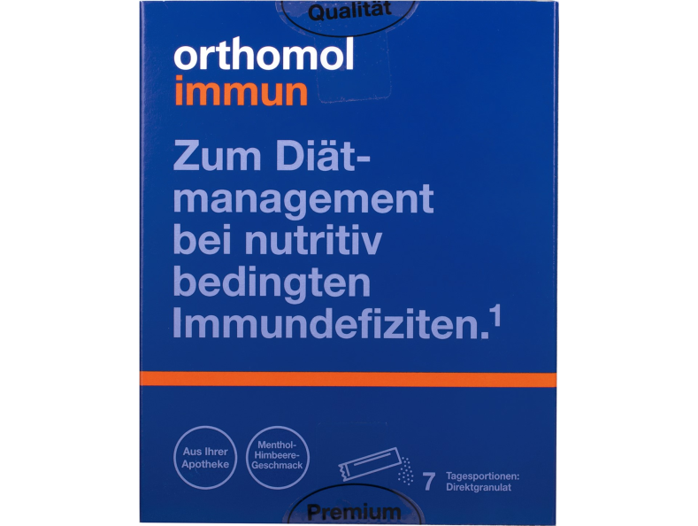 Orthomol Immun Directgranulat Menthol Вітаміни та мінерали —Малина, відновлення імунної системи 7 днів