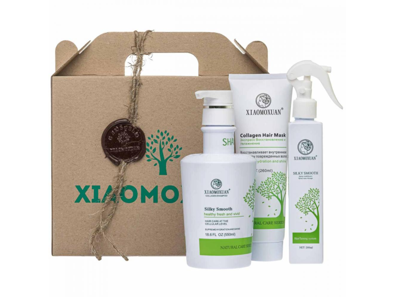 Xiaomoxuan Подарунковий набір для волосся 4 од (Collagen Shampoo 550 /Treatment 260 /Silky Smooth Spray 200 мл)