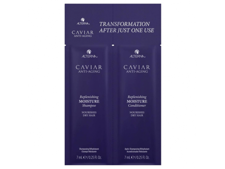 Alterna Caviar Anti-Aging Replenishing Moisture Duo Packettess Shampoo + Conditioner, набір для зволоження волосся , 2x7,4 мл